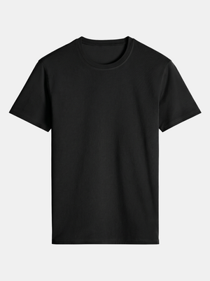 Black t-shirt on a light gray background