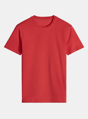 Red t-shirt on a light gray background