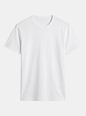 Plain white t-shirt on a light gray background
