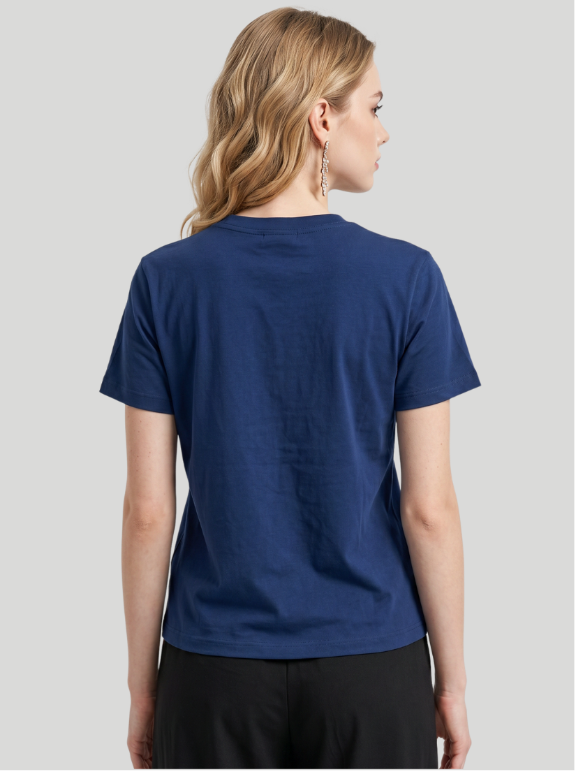 Navy - Women Box Cut Cotton Tee