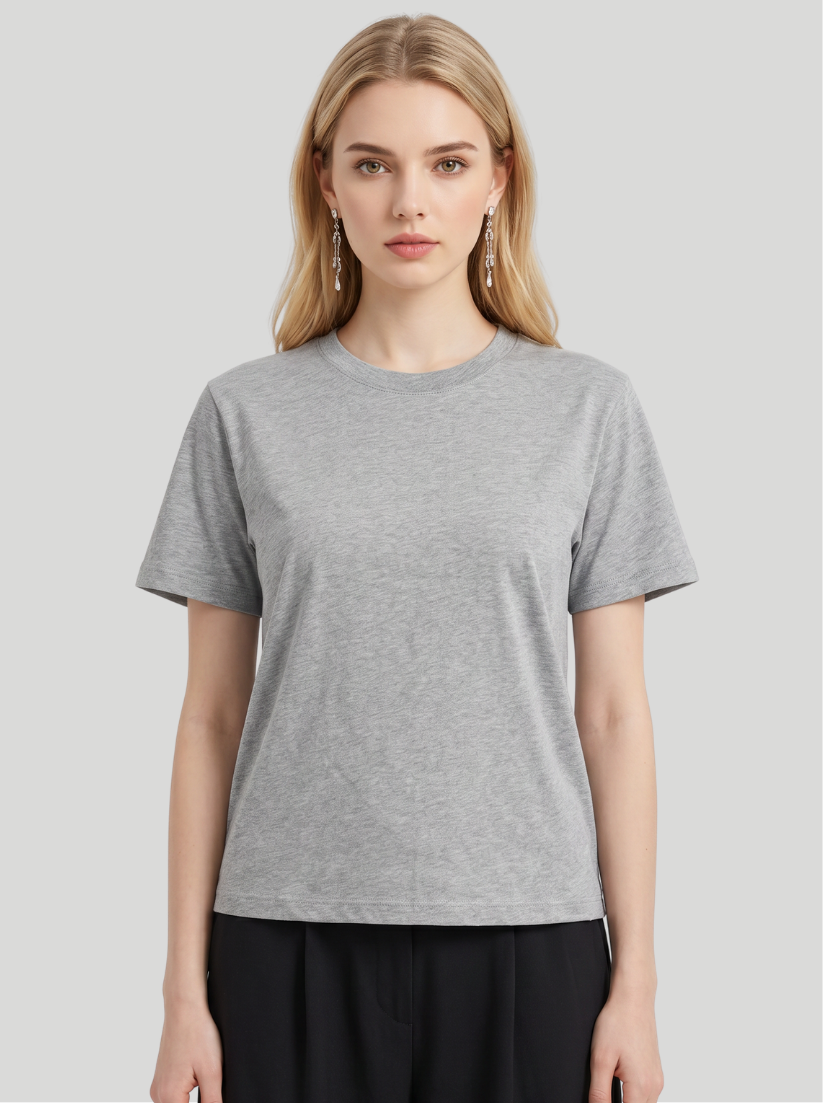 Gray - Women Box Cut Cotton Tee