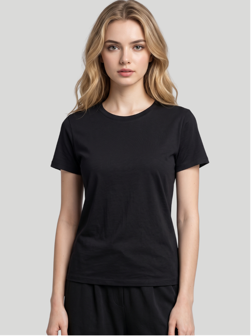 Black - Women Classic Fit Cotton Tee
