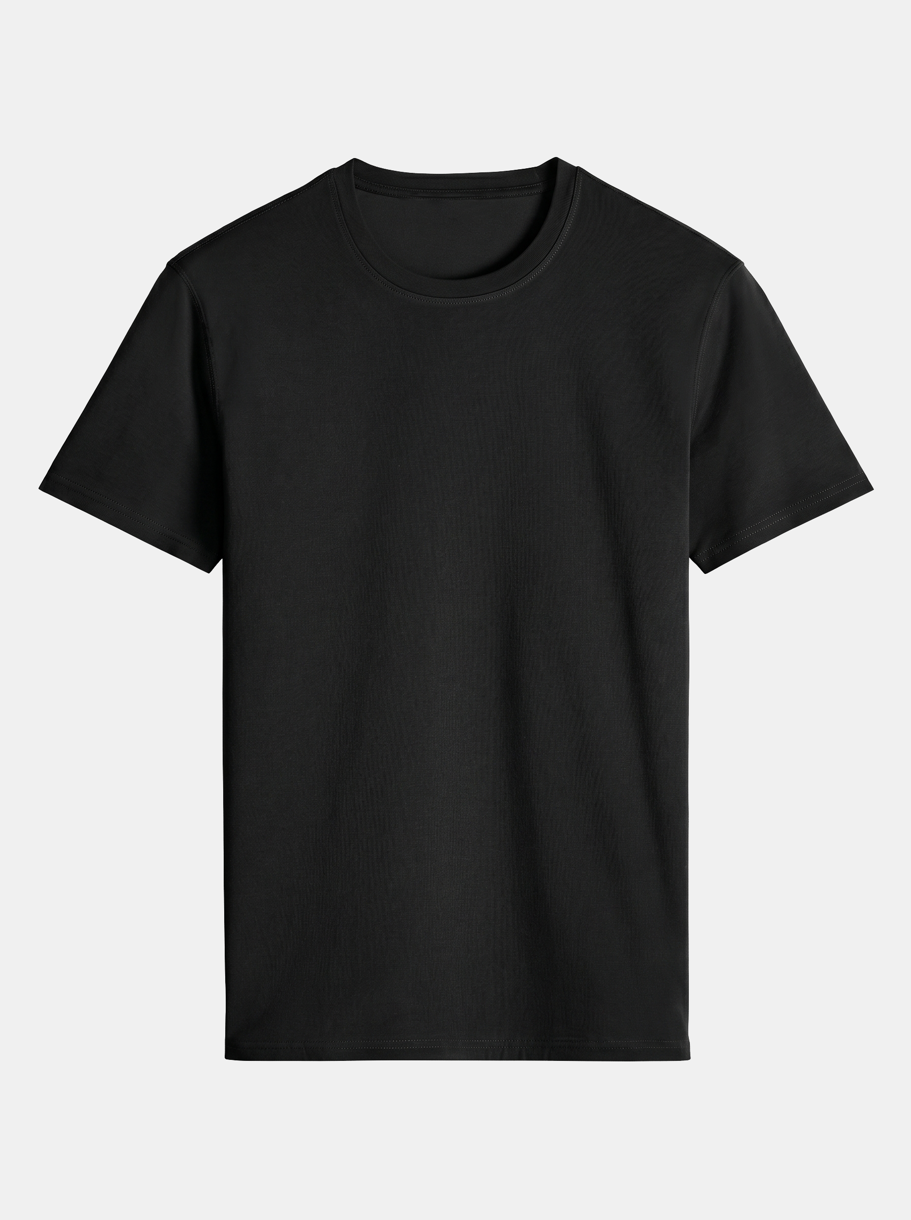 Black t-shirt on a light gray background