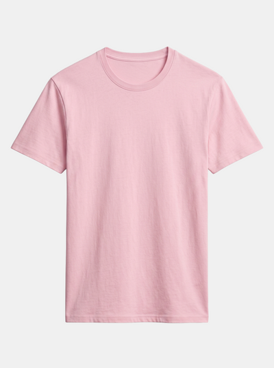 Pink t-shirt on a light beige background