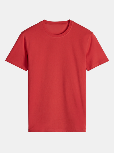 Red t-shirt on a light gray background
