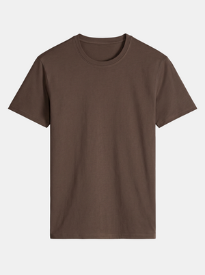 Brown t-shirt on a light gray background
