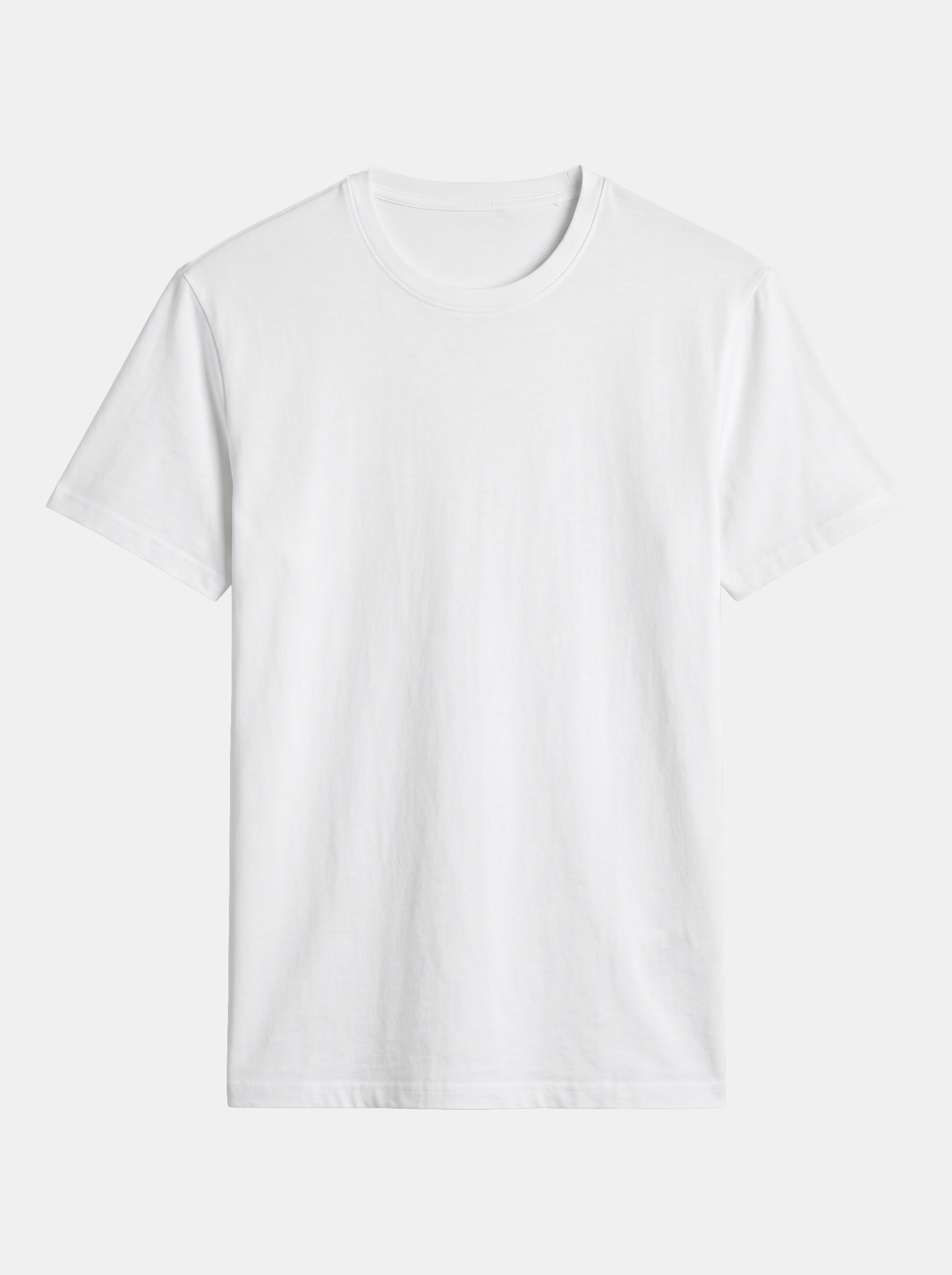 Plain white t-shirt on a light gray background