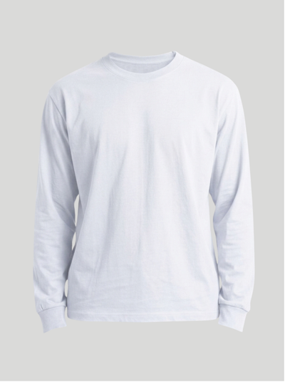 White - Men Long Sleeve Cotton Tee