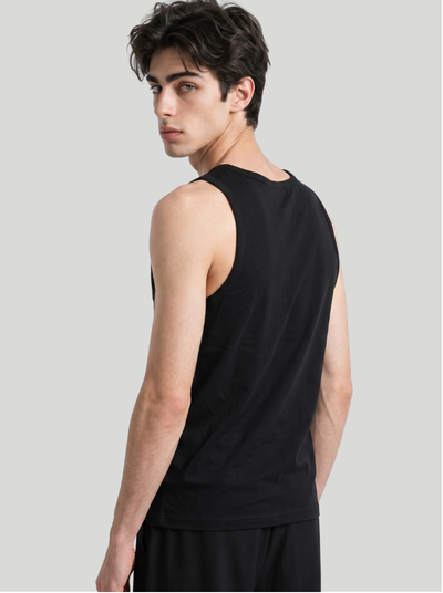 Black - Men Cotton Tank