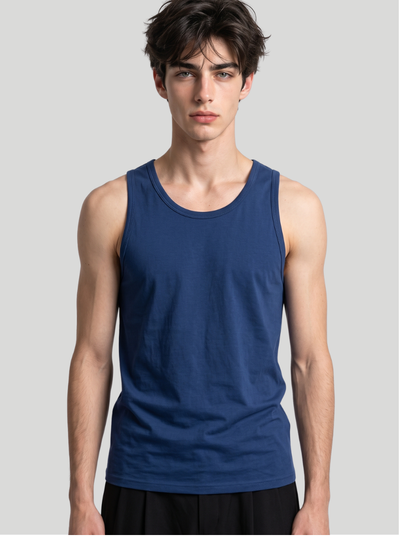 Navy - Men Cotton Tank