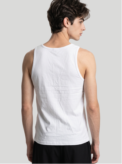 White - Men Cotton Tank