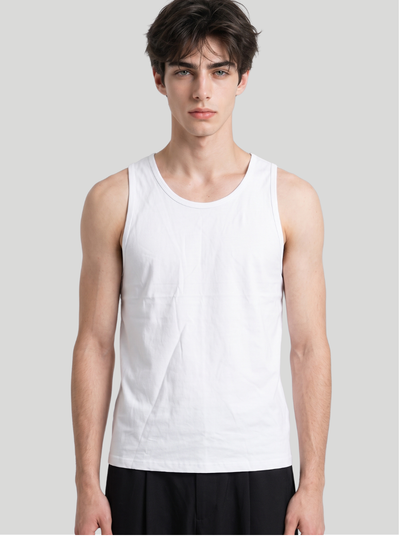 White - Men Cotton Tank