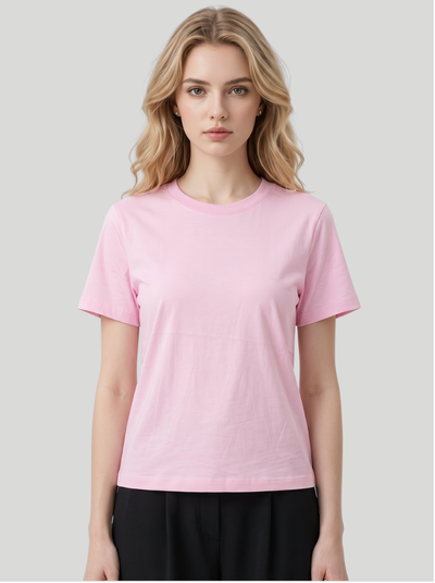 Pink - Women Box Cut Cotton Tee