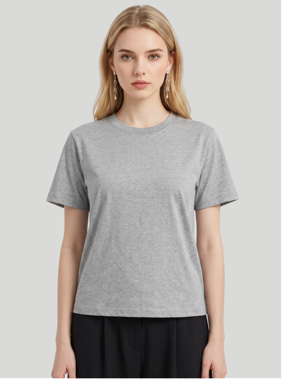 Gray - Women Box Cut Cotton Tee