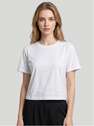 White - Women Box Cut Cotton Tee