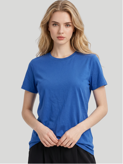 Blue - Women Classic Fit Cotton Tee