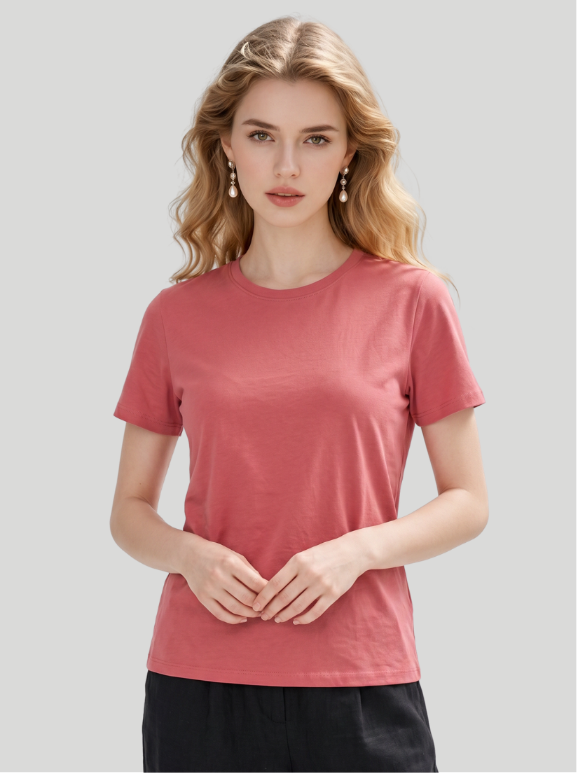 Red - Women Classic Fit Cotton Tee