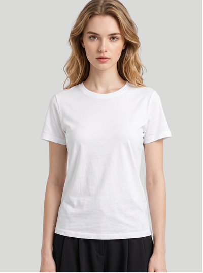 White - Women Classic Fit Cotton Tee